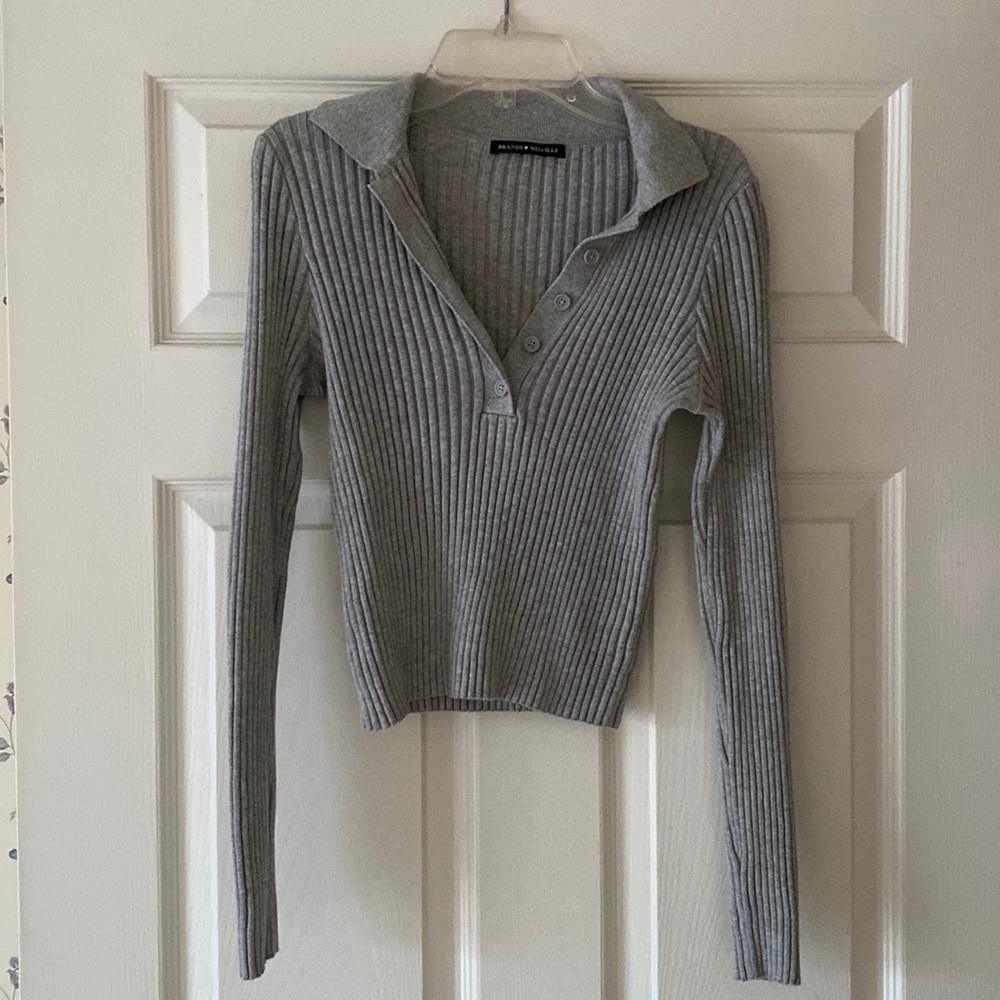 Brandy Melville Ribbed Collar Top